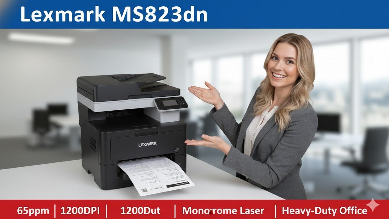 Lexmark MS823dn Monochrome Laser Printer 65ppm 1200DPI Office Black Grey