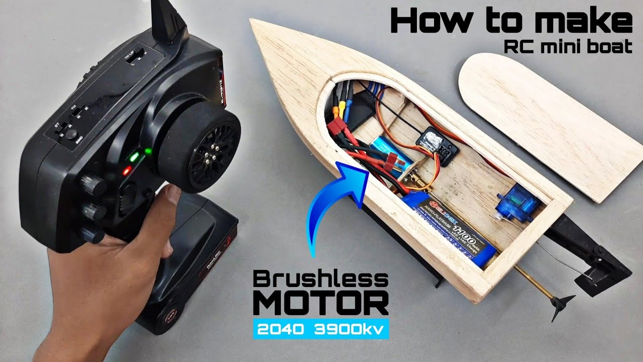 How to make rc mini boat 2040 brushless motor 3900kv Li-po 11.1v EP:3 | by: the R