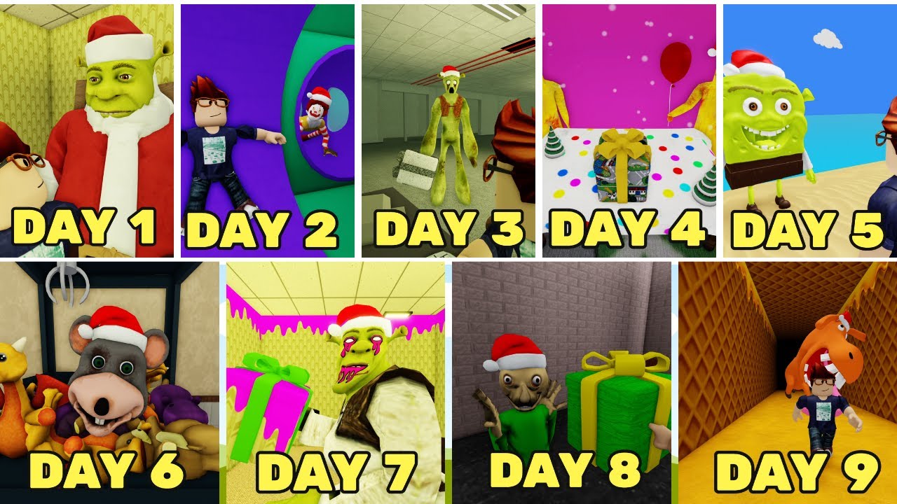 Shrek In The Backrooms - How To Get Shrekmas Gift Hunt Event DAY 1 To DAY 9 Full Walkthrough Roblox