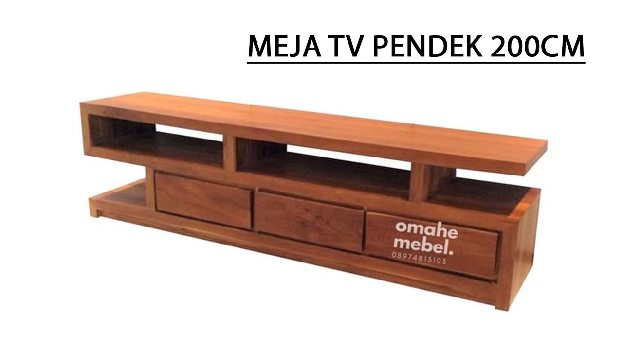 Meja tv jati pendek minimalis 3 laci
