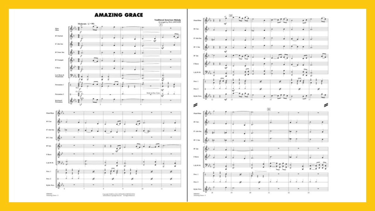 Amazing Grace arranged by Paul Lavender