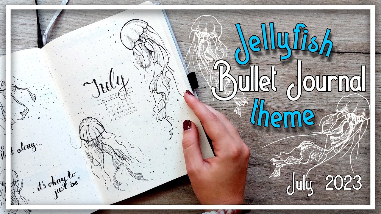 July 2023 Bullet Journal | Full monthly set up | JELLYFISH theme Black & White