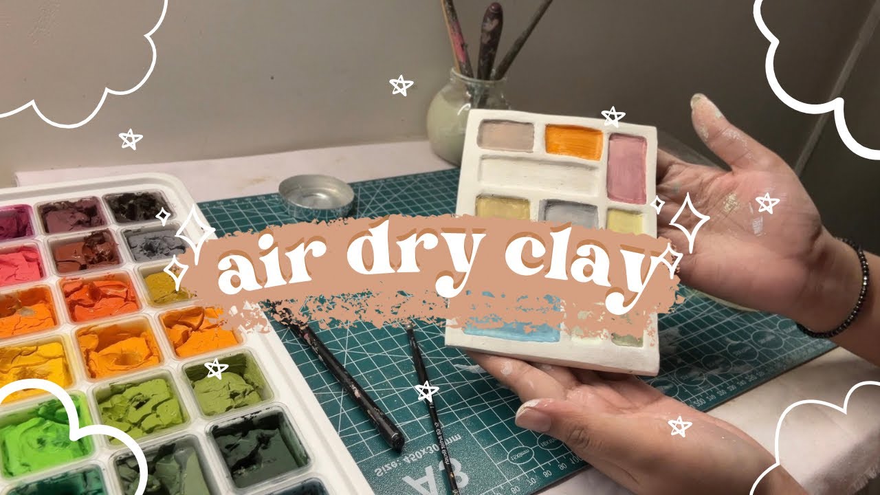 making cute painting palette 🌸🎨✨ using air dry clay / no bake