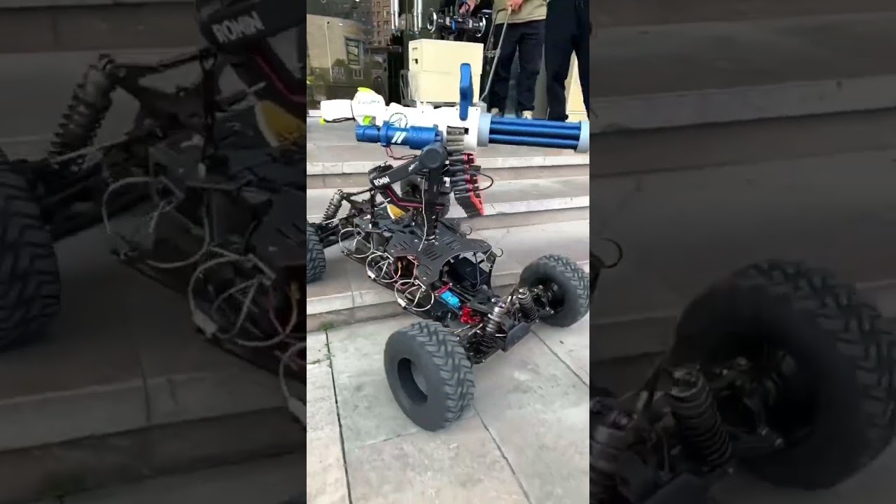 controlled turret with a minigun on board. Fires NerF. The speed is impressive. #lifehack #video