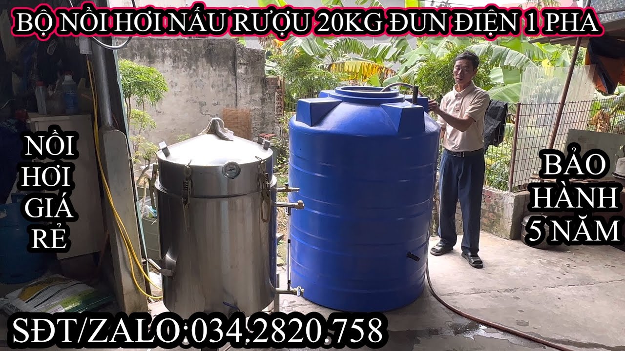 Bộ nồi hơi nấu rượu 20kg đun điện sinh hoạt giá rẻ cho các bác dễ sử dụng hiệu quả và an toàn