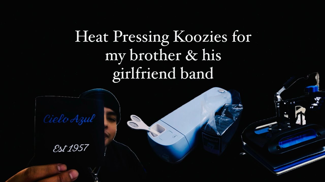 Heat Pressing Koozies for my brother & his girlfriend band