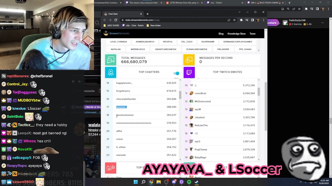xQc look up at his top chatters and most of them already left