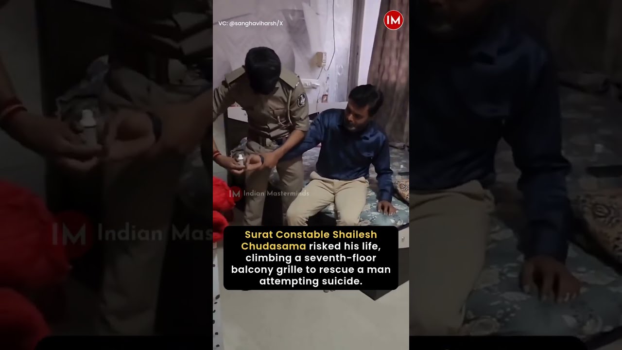 Heroic Surat Constable Climbs 7th Floor Balcony to Save a Life!