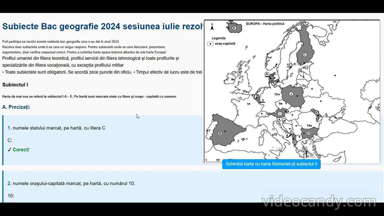 Bac Geografie subiecte rezolvare completa
