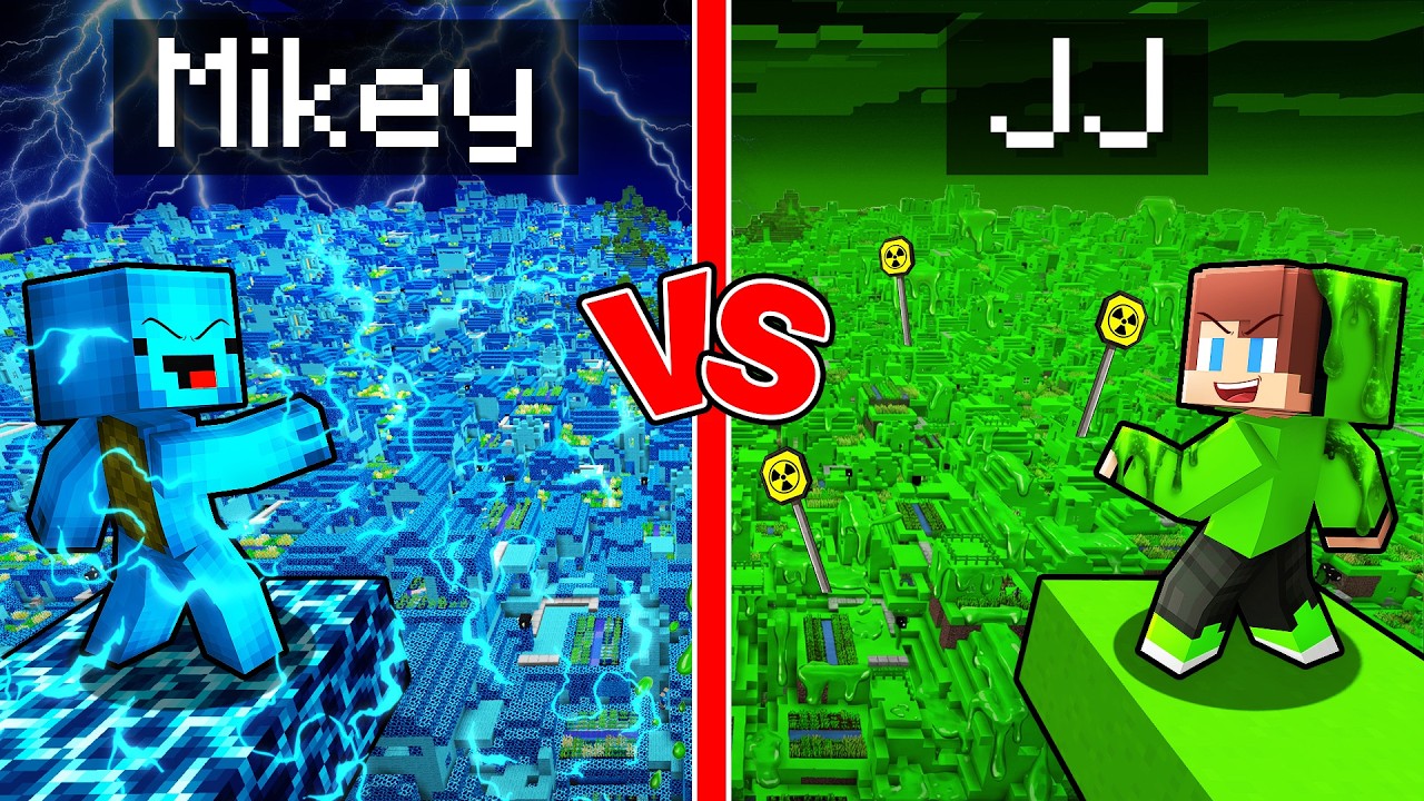 Mikey ELECTRIC vs JJ NUCLEAR Village Survival Battle in Minecraft (Maizen)