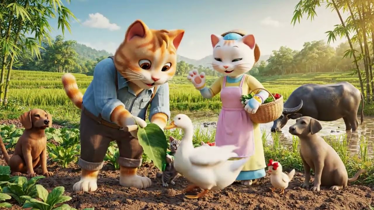 From Farming to Cooking: A Day with the Cat Family