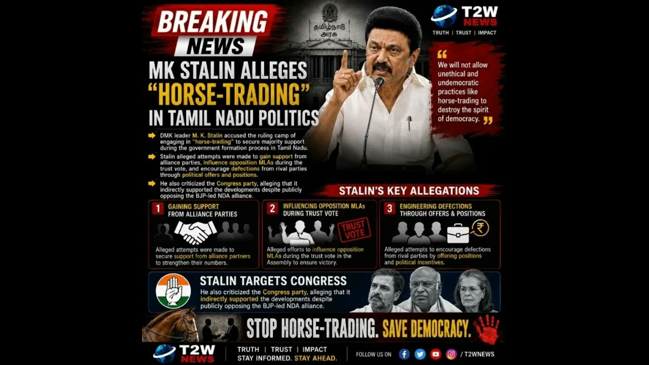 MK Stalin Alleges &ldquo;Horse-Trading&rdquo; In Tamil Nadu Politics. #MKStalin #TVK #vijay #DMK #Congress #NDA