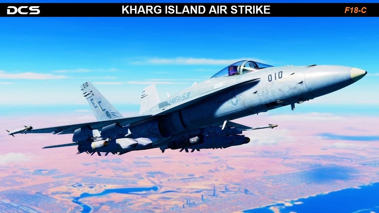 Удар истребителя F18 по острову Харг #dcsworld @1440p