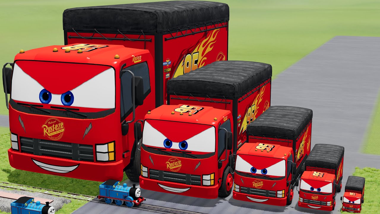 Big & Small Truck Lightning Mcqueen vs Trains Thomas | BeamNG.Drive