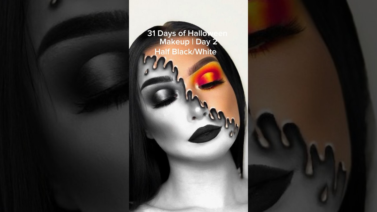 Black and white?? 🖤🤍 Day 2 of 31 Days of Halloween Makeup 🎃 #halloween#black#white