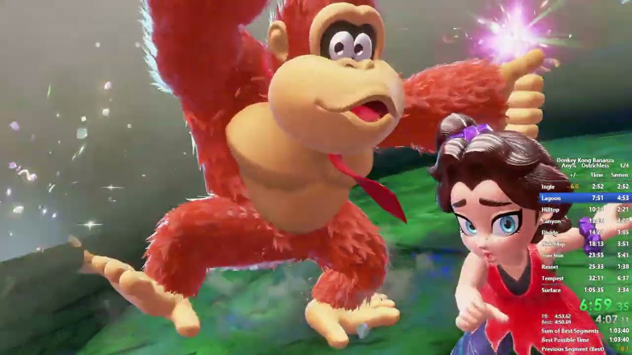 Donkey Kong Bananza any% ostrichless PB 1:05:08