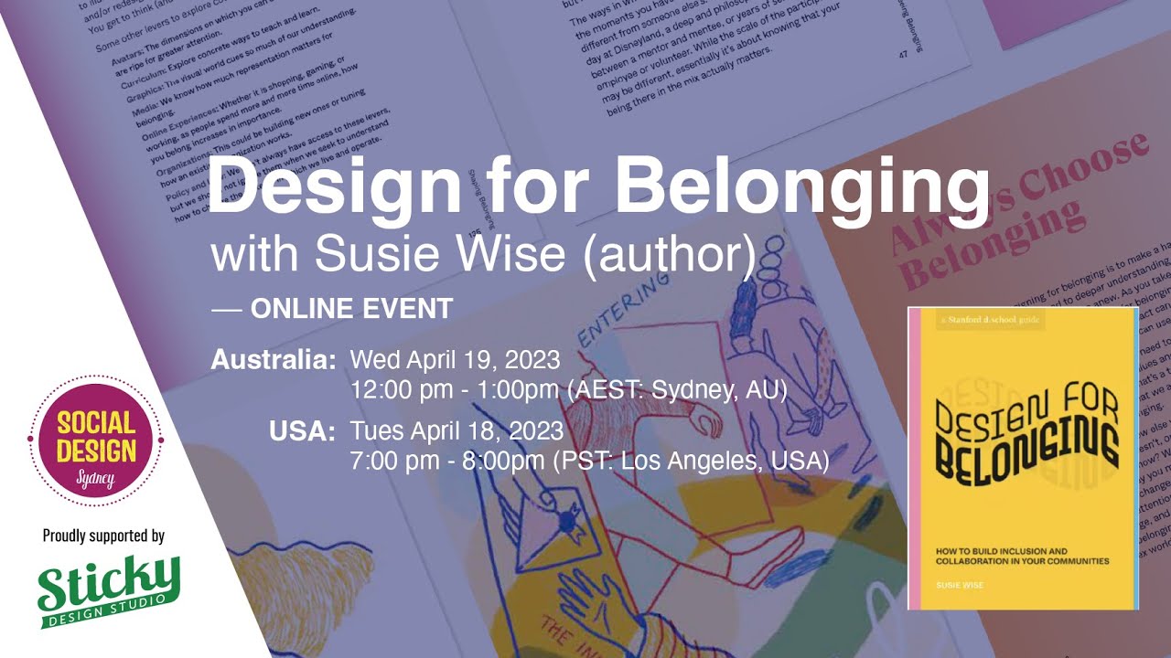 Design for Belonging with Susie Wise : Social Design Sydney : 19th April 2023