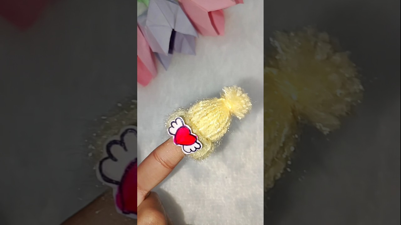Easy Woolen Flower Craft Ideas|Handmade Miniature Pom PomWoolen Hat/Cap Tutorial|