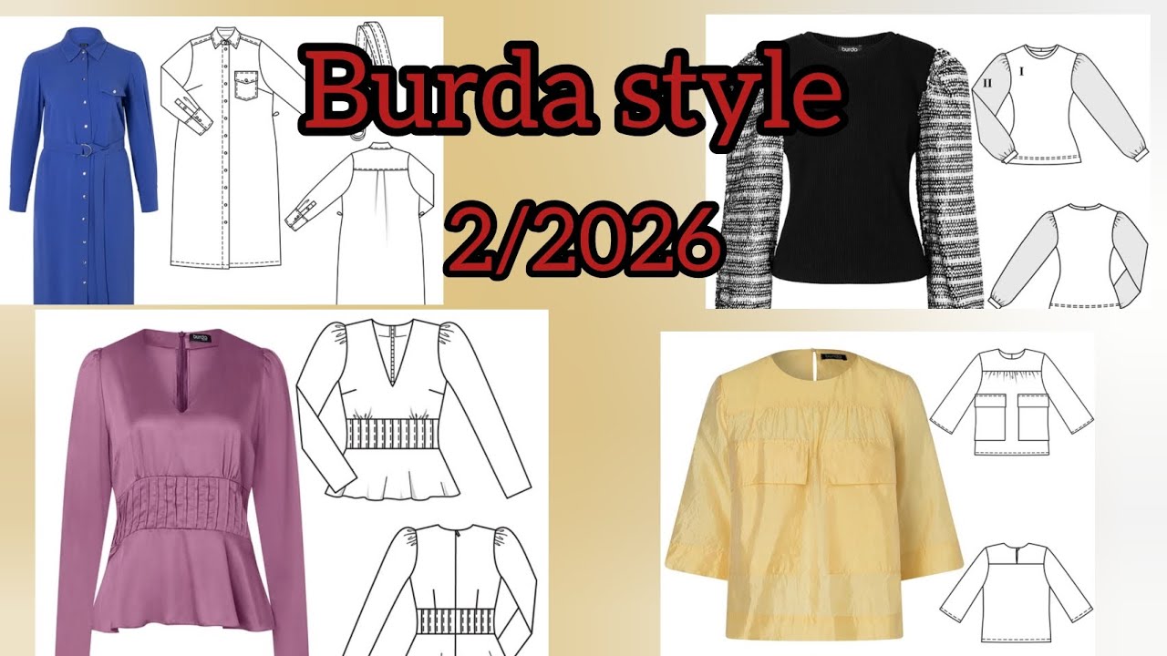 Burda style 2/2026,full preview and complete line drawing 