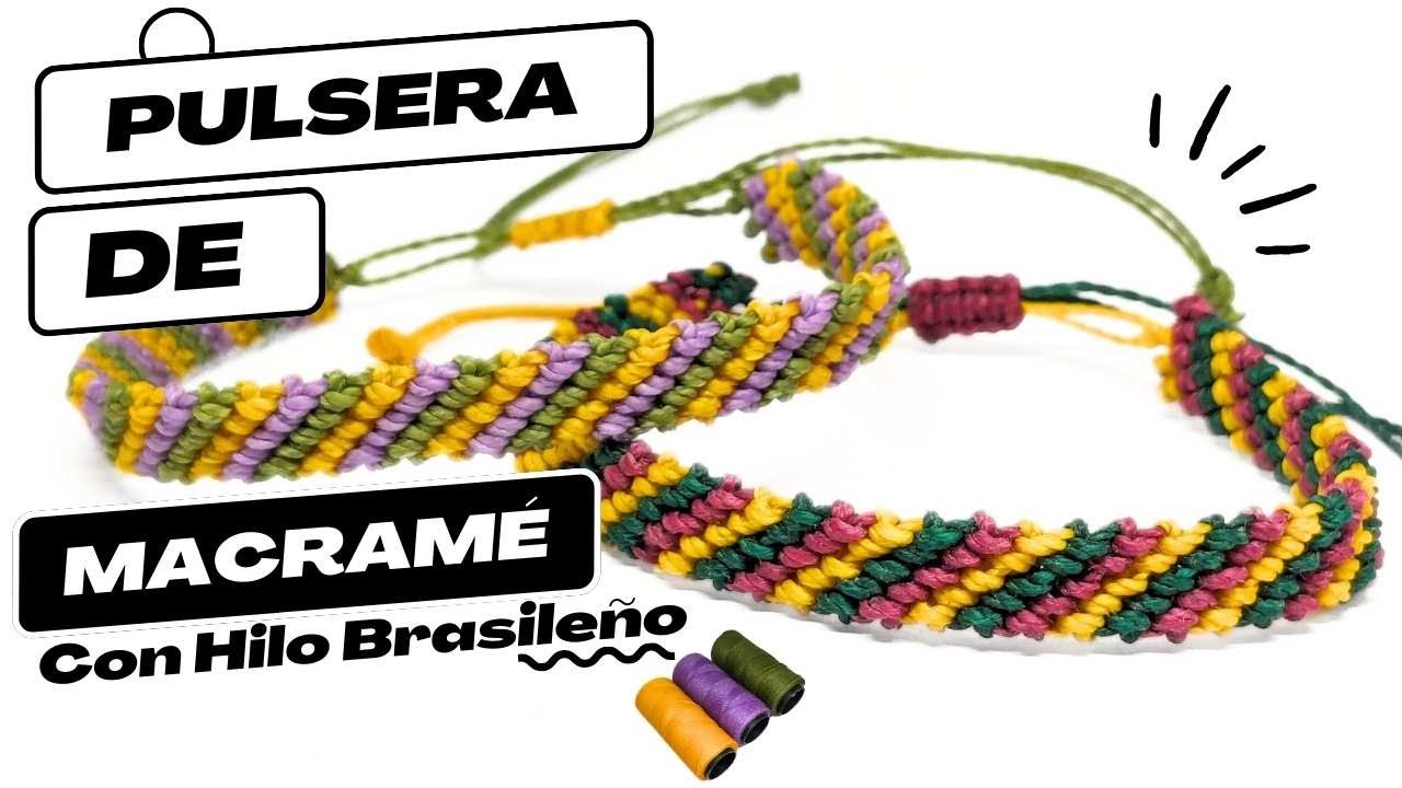 Pulsera de nudos de Macramé con Hilo encerado Brasileño 🧶 - Tutorial Diy de bisutería muy Facil 🧵