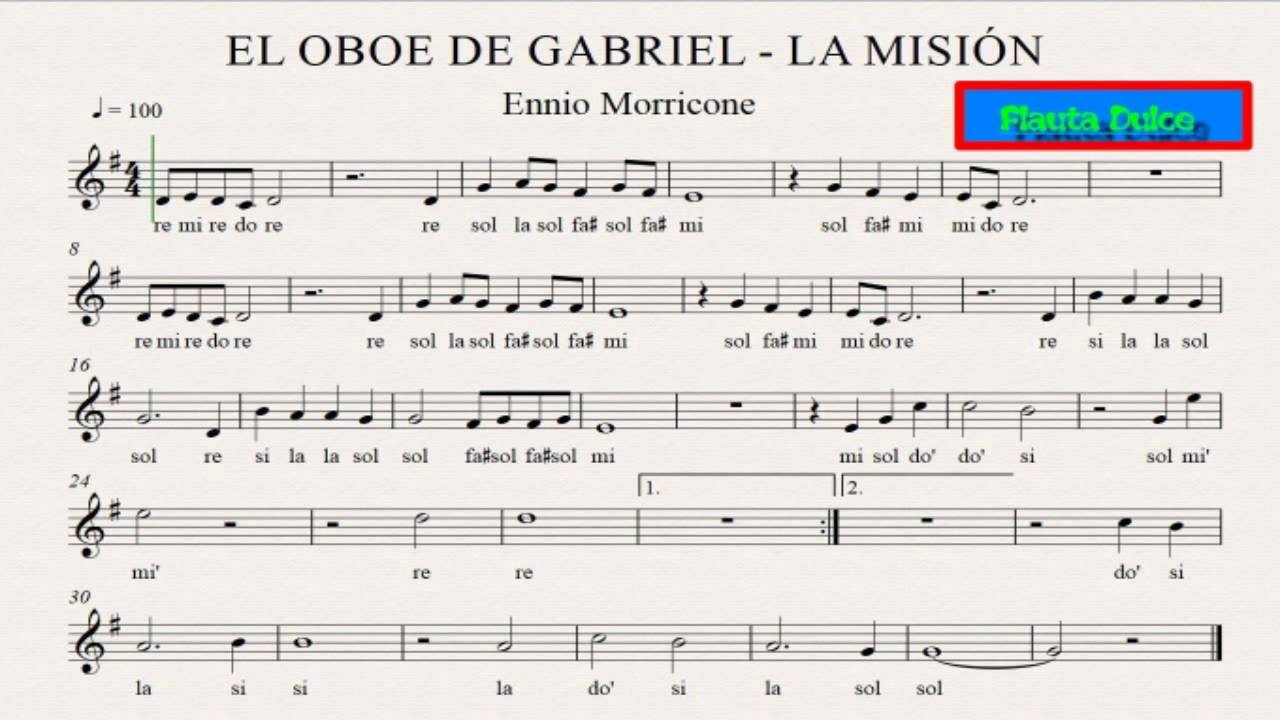 La Misión |Partitura Flauta Dulce|