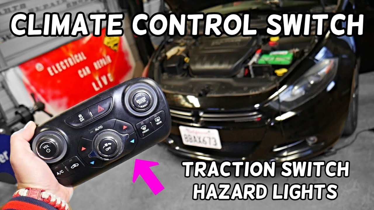 DODGE DART CLIMATE CONTROL SWITCH, HEATER CONTROLS, TRACTION CONTROL HAZARD LIGHT SWITCH