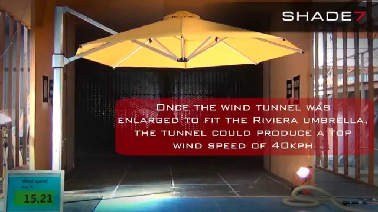 Cantilever Umbrella Wind Tunnel Test - The Shade7 Riviera Cantilever Umbrella