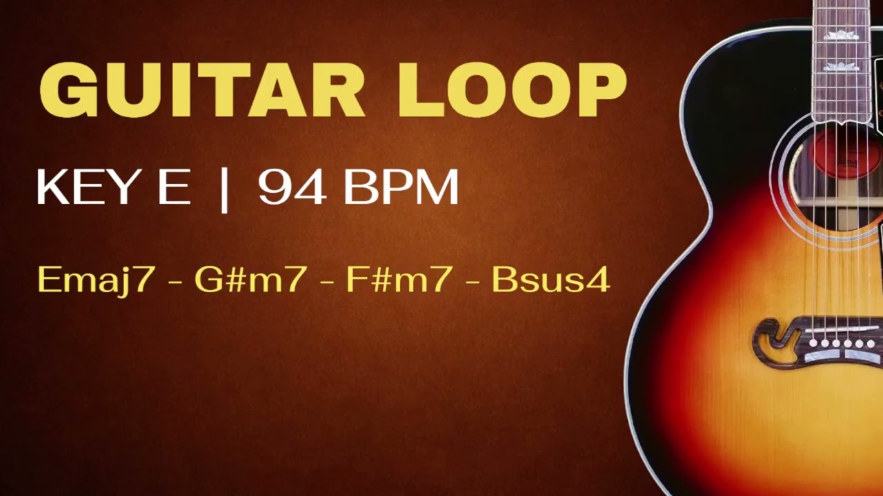 Acoustic Guitar Loop Strumming | 94 BPM |  [ Emaj7 G#m7 F#m7 Bsus4 ]