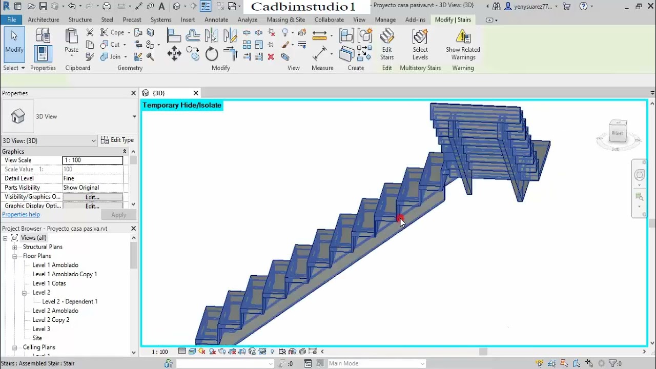 1 EDICIÓN DE SOPORTE DE ESCALERA EN REVIT