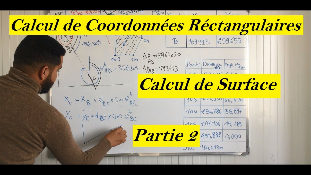 Calcul de Coordonnées Rectangulaires et de la Surface (Partie2).