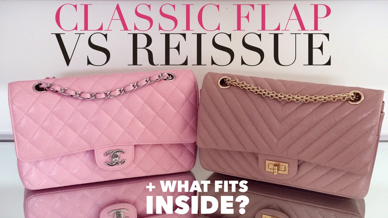 CHANEL Classic Flap Vs Reissue Bag Comparison | What fits inside and Worn Side by Side