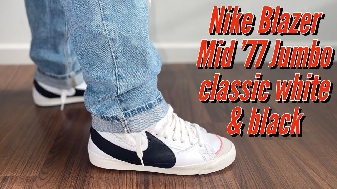 Nike blazer mid '77 jumbo classic white & black  unboxing & on feet. Off white blazer alternative?