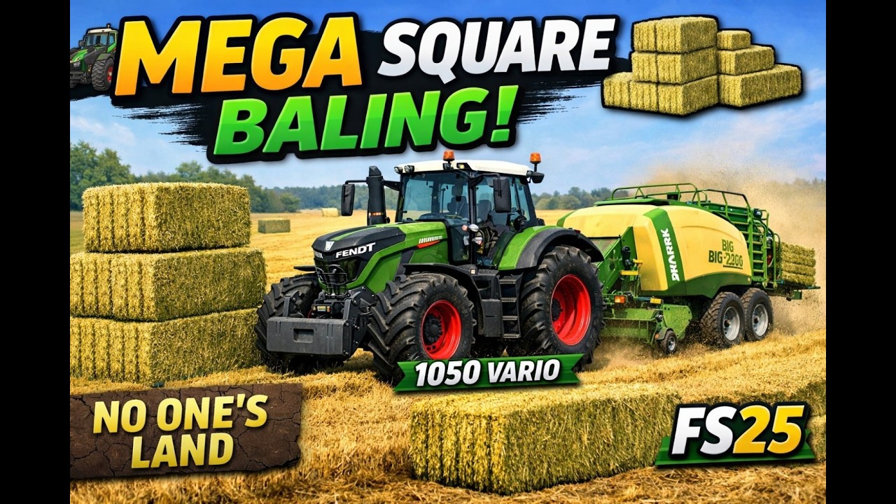 MEGA Square Baling in No One’s Land 🚜 | Fendt 1050 Vario + Big Pack 1290 HDP II XC | FS25 | TheFSMan