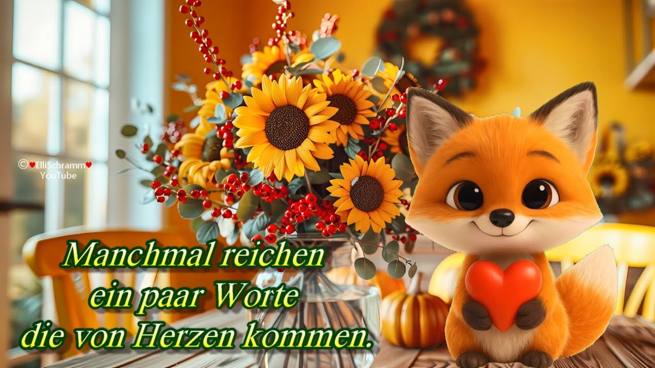 Liebe Gr&uuml;&szlig;e die von Herzen kommen f&uuml;r einen sch&ouml;nen Tag im Herbst 💗 🌻