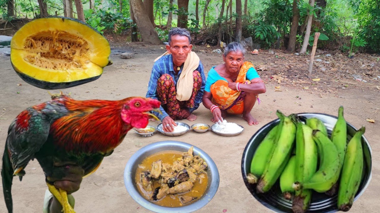 RED COUNTRY CHICKEN cooking and eating || rural grandma how to clean & cooking RED COUNTRY CHICKEN 