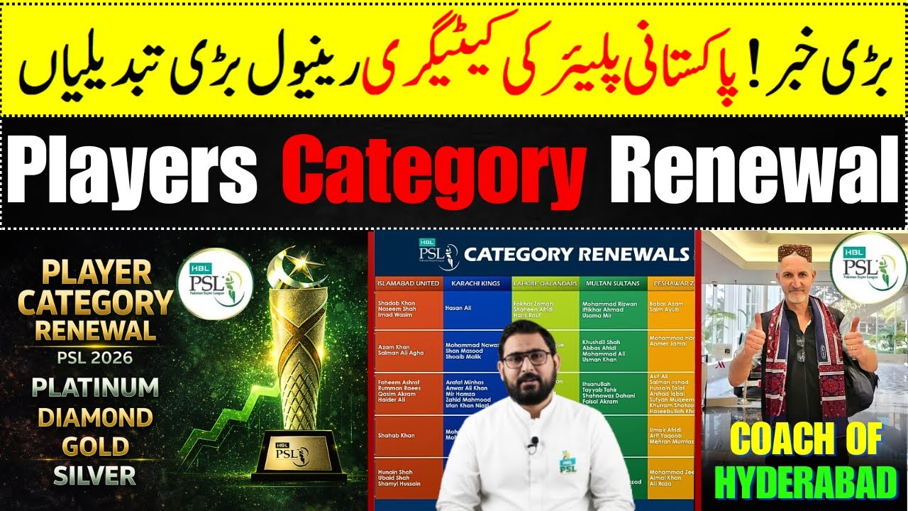 Local Players categories renewal PSL 2026 | Pakistan super League Category renewal list 2026