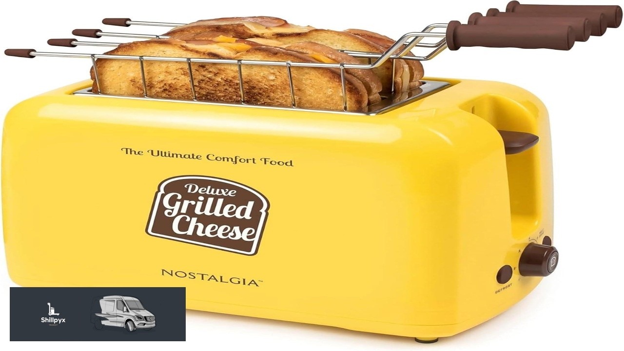 Nostalgia Deluxe Grilled Cheese Sandwich Toaster with Easy Clean Toasting Baskets Adjustable