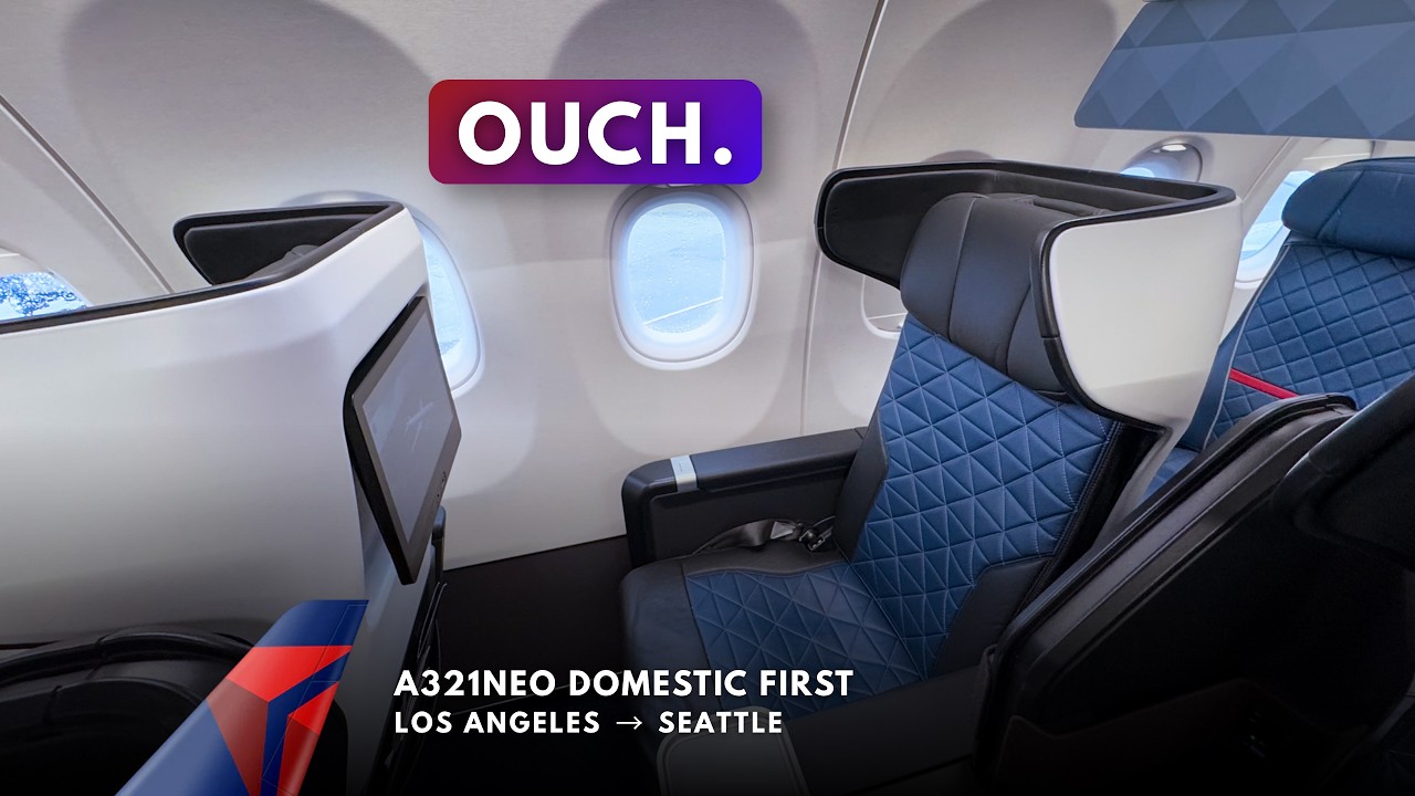 #027 Delta Air Lines NEW A321neo First Class from LA to Seattle: Ouch!