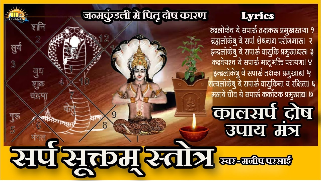 सर्प सूक्त स्तोत्र Nag Panchmi 2025 fast Sarpa Suktam Lyris | कालसर्प दोष निवारण मंत्र रविवार स्पेशल