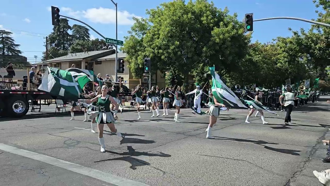 Dinuba High School Band and Color Guard at the 2025 Visalia Band Review.