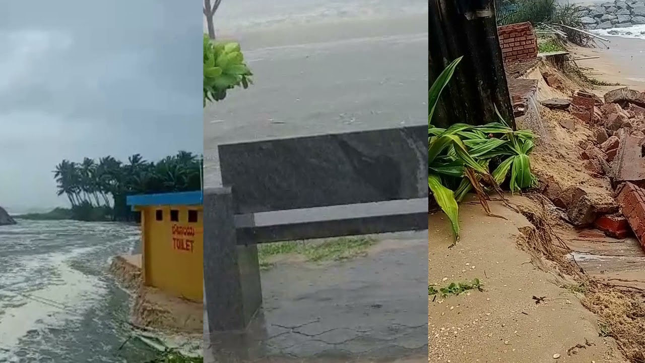 Cyclone effect: Rains, winds hit Udupi - Video Clips from Kapu, Malpe, Padukere, Bengre and Kukkude.