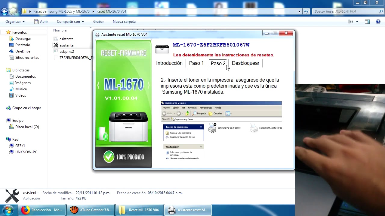 Reset contador de impresiones impresora samsung ML-1675 ML-1665 y ML-1670