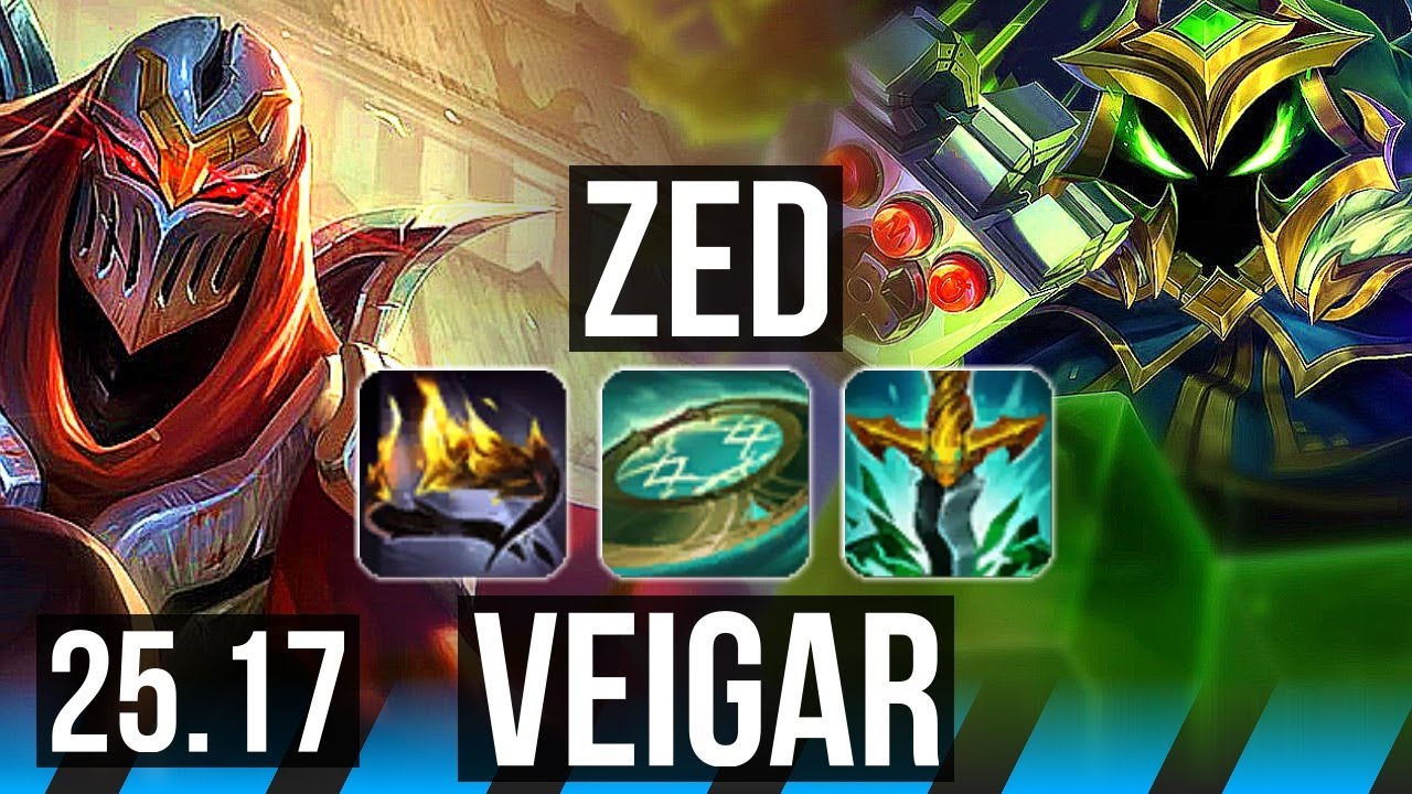 ZED vs VEIGAR (MID) | 9/0/8, Legendary | KR Master | 25.17