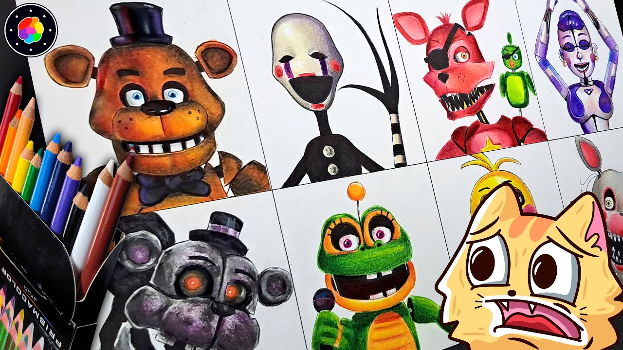DIBUJANDO TODO FIVE NIGHTS AT FREDDY'S (Freddy, Foxy, Bloob, Toy Chica, Mangle y...) | PlastiVerse