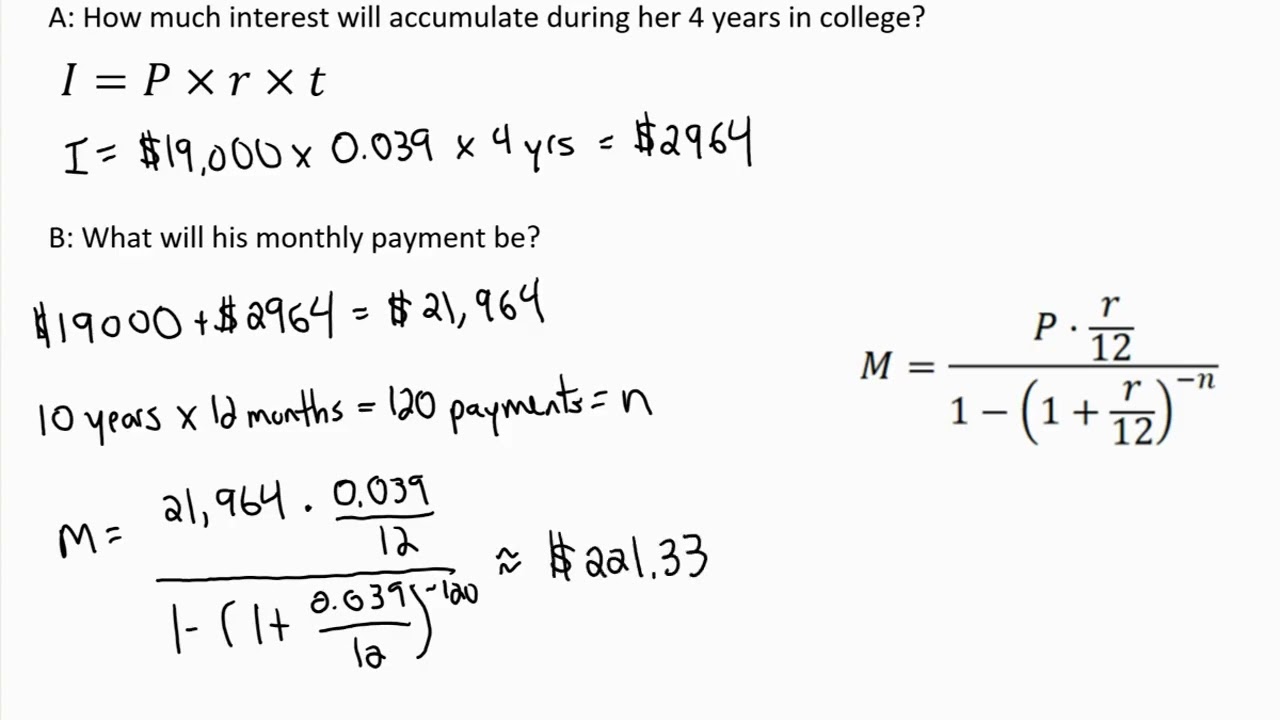 Calculate Student Loan Interest and Payment