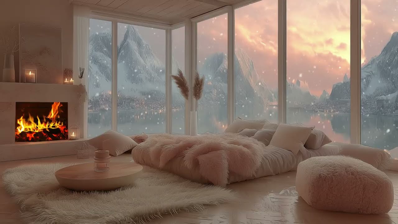 Cozy Lake Cabin ❄️ Piano & Falling Snow for Instant Sleep, Calm Night and Deep Relaxation