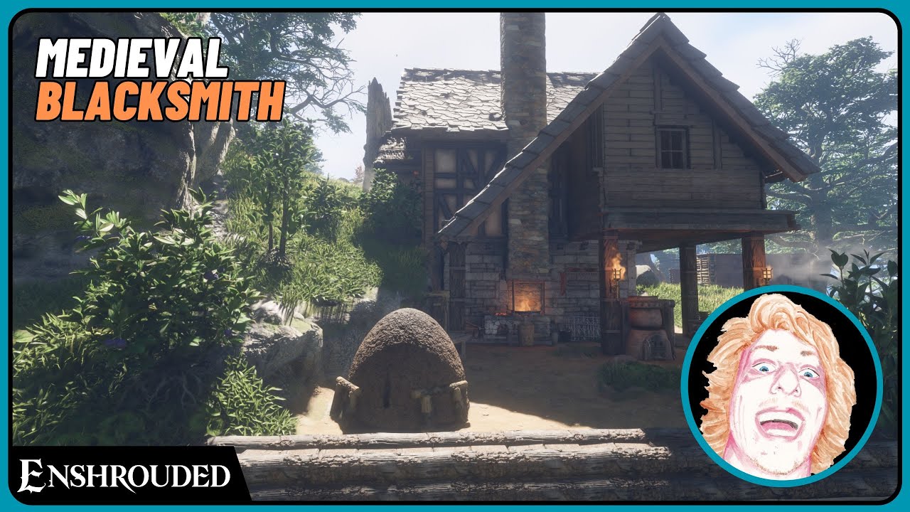 Enshrouded base build. Medieval blacksmith crafting station & more