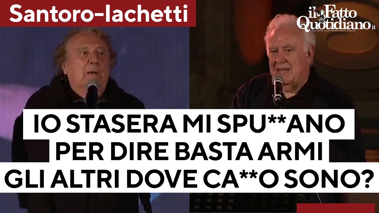 Basta armi, Iacchetti sul palco con Santoro: 