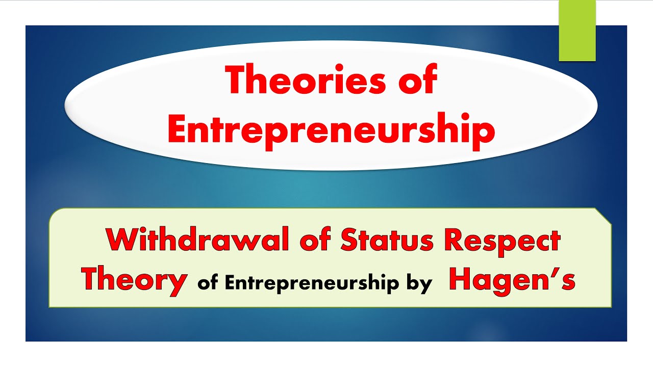 Hagens Status Withdrawal Theory of Entrepreneurship| Entrepreneurial Development| UGCNET Management