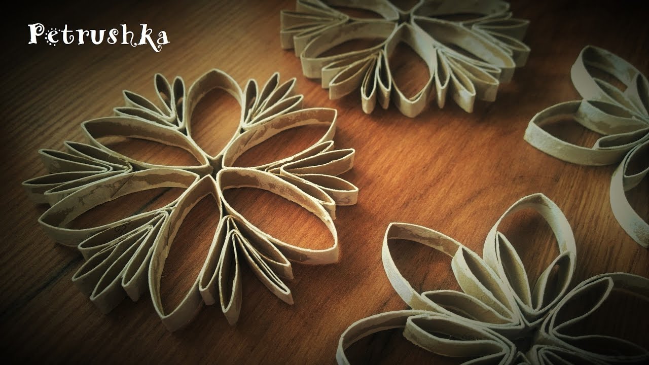 DIY - How to make Toilet Paper Roll Snowflakes and Christmas Flower